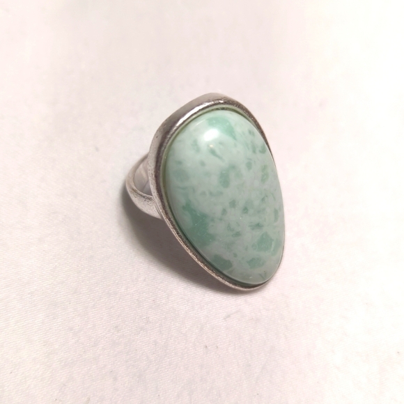 Natural Gemstone Ring Silver Band Size 8 - Picture 1 of 6